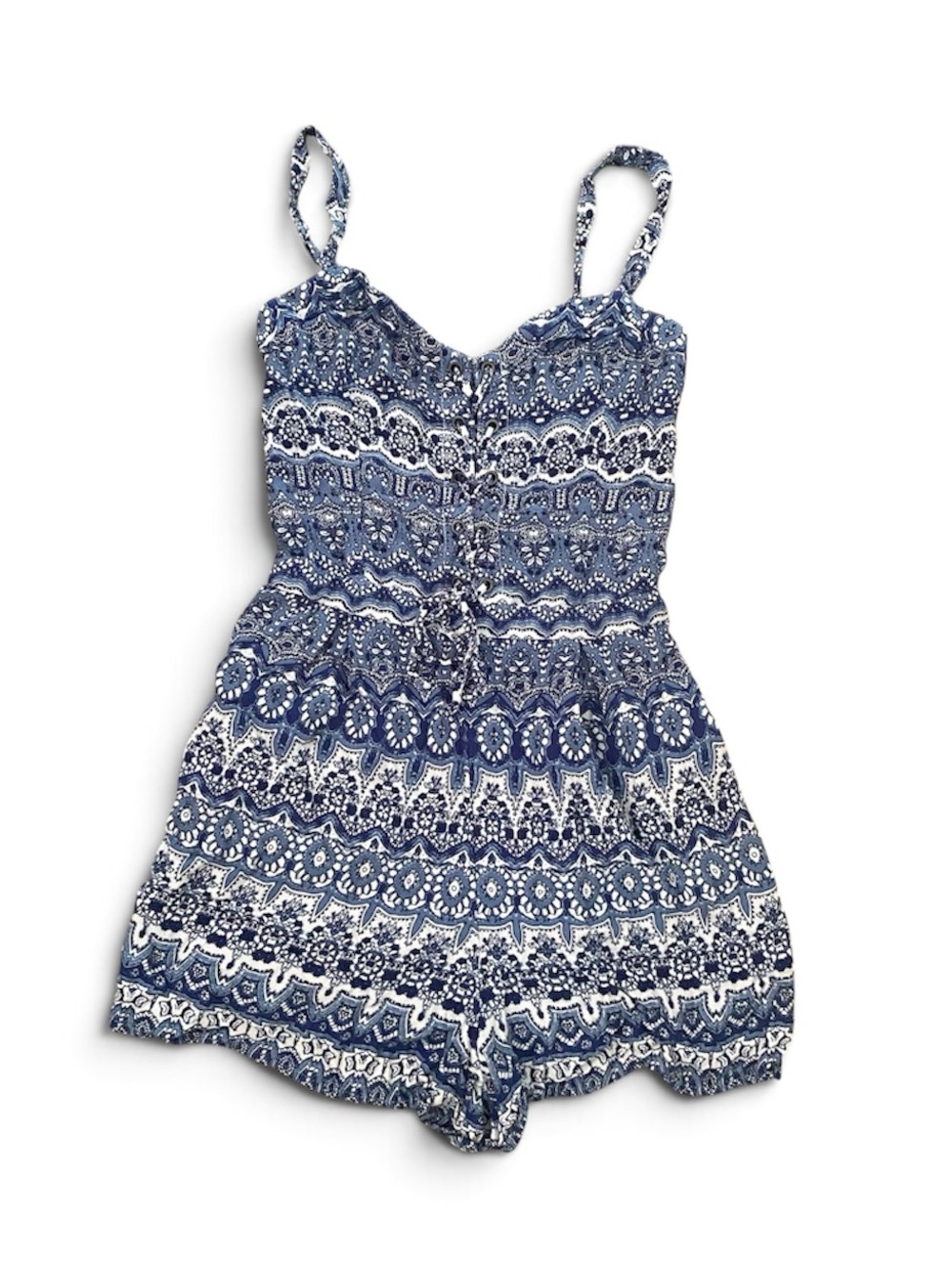 Hollister Blue & White Boho Printed Romper